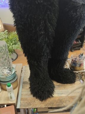 Cozy Black Faux Fur Shaggy Boots